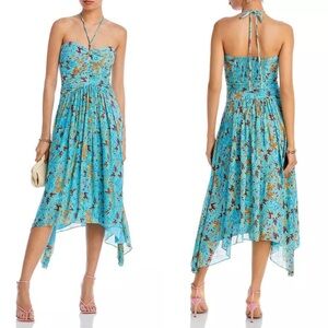 A.L.C. NWT handkerchief hem midi halter dress silk